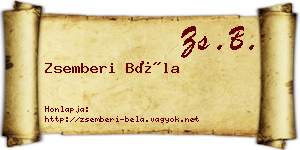 Zsemberi Béla névjegykártya
